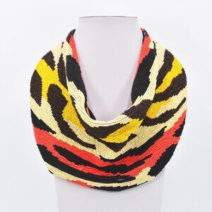 Handmade India seed-bead Animal printed scarf necklace